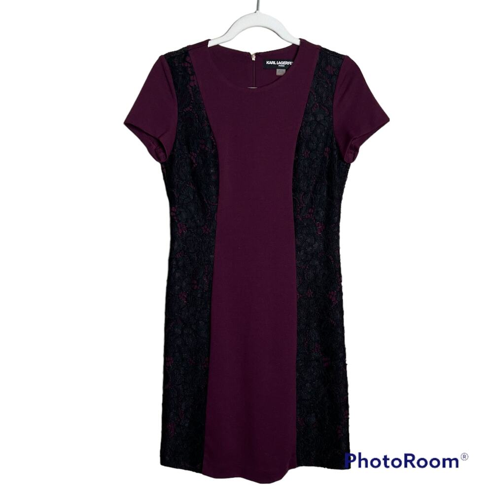 Karl Lagerfeld Paris Womans Color Block Dress With Lace Size 4